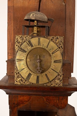 Lot 496 - A Quaker thirty-hour oak longcase clock, the 9...