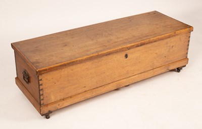 Lot 526 - A pine two-handled chest, with casters, 138cm...