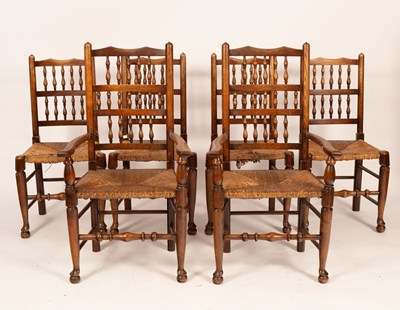 Lot 530 - A set of six spindle back chairs, 19th Century,...