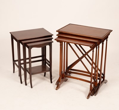 Lot 536 - A mahogany nest of three tables, with ebony...