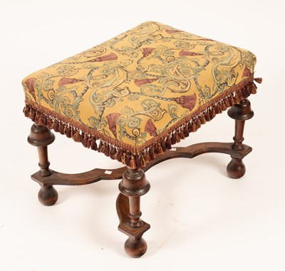 Lot 577 - A William & Mary stool with upholstered top,...