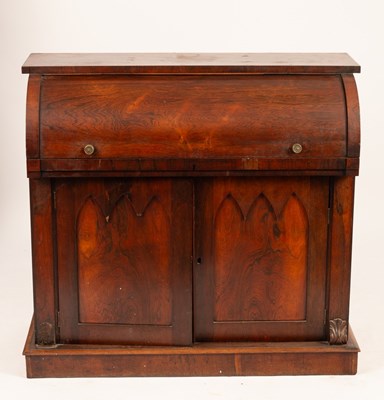 Lot 599 - A Victorian rosewood cylinder bureau,...