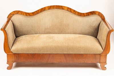 Lot 601 - A Continental walnut framed sofa with wavy...