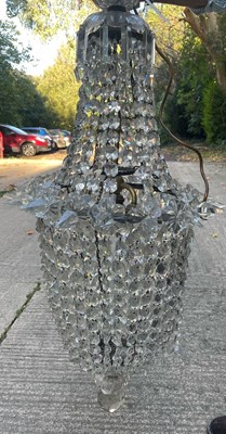 Lot 604 - A cut-glass chandelier, drop approximately 86cm