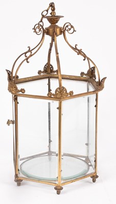 Lot 607 - A Regency style gilt brass framed lantern of...