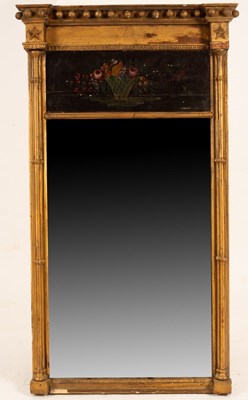 Lot 619 - A Regency gilt-framed pier glass with painted...