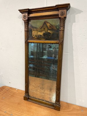 Lot 628 - A Regency style pier glass, the frieze painted...