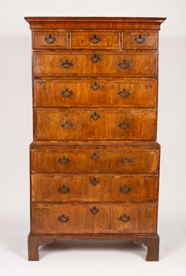 Lot 637 - A George III walnut chest on chest, with...