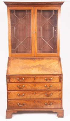 Lot 639 - A George III mahogany bureau bookcase, the...