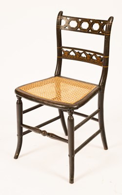 Lot 663 - A Regency painted side chair with pieced...