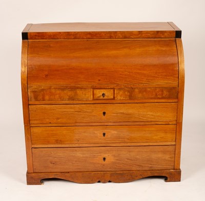 Lot 674 - A Biedermeier cylinder bureau, the cylinder...