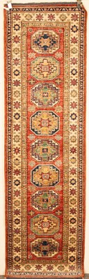 Lot 691 - A Moghan Kazak design runner, Afghanistan, the...