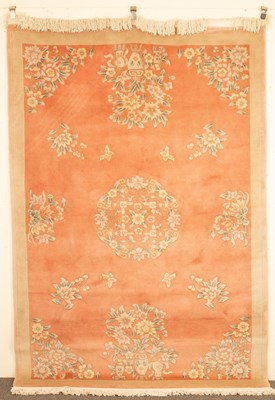 Lot 693 - A small Chinese superwash carpet, the powder...