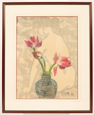 Lot 731 - Dao Thanh Duy (born 1959)/Lotus Flowers/signed...