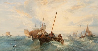 Lot 801 - Edward Duncan (1803-1882)/Fishing Boats in a...