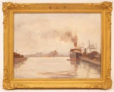 Lot 833 - M A Carr/Harbour Scene/a steam cargo ship...