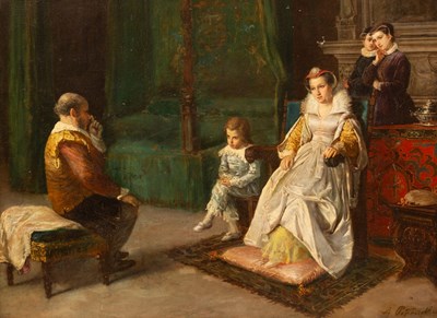 Lot 851 - A Pepiet/Time to Confess/signed/oil on canvas,...