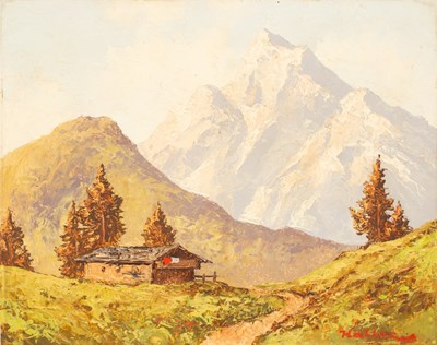 Lot 890 - Peter Haller, 20th Century/Landscape/a chalet...