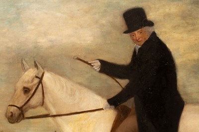 Lot 909 - English School, circa 1830/Gentleman on a Grey...