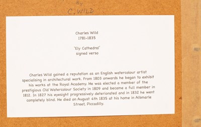 Lot 921 - Charles Wild (1781-1835)/Ely Cathedral/with...