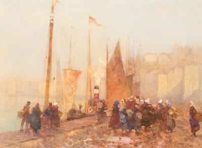 Lot 925 - Hector Caffieri (1847-1932)/Landing the Catch,...