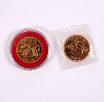 Lot 6 - A Hong Kong $1000 gold coin for the Year of...