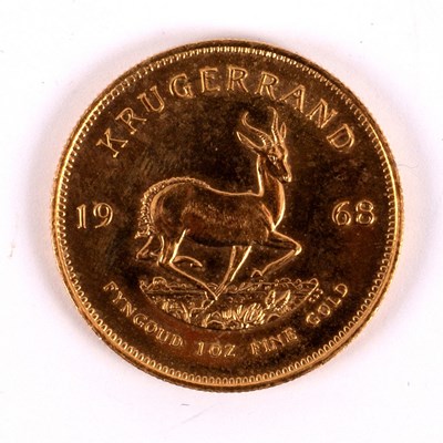 Lot 11 - A 22ct gold South African Krugerrand, 1968,...