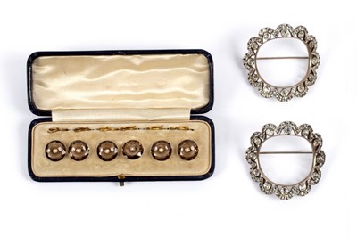 Lot 28 - A pair of Victorian paste set shoe buckles...