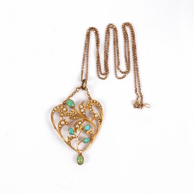 Lot 29 - An Edwardian heart-shaped pendant of openwork...