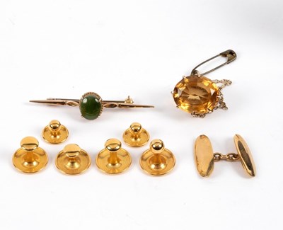 Lot 30 - Six 9ct gold shirt studs, approximately 5gm,...