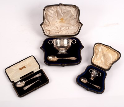 Lot 54 - A silver Christening bowl and spoon, Wakely &...