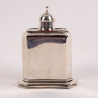 Lot 62 - A Queen Anne style silver tea caddy, George...