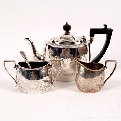 Lot 65 - A bachelor's three-piece silver tea set, the...