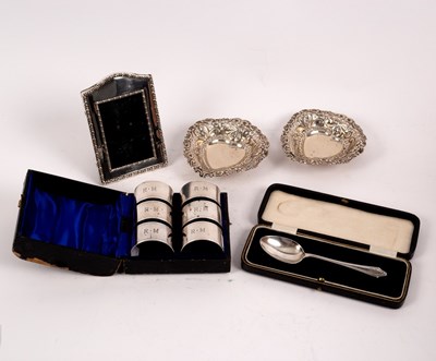 Lot 66 - A set of six silver napkin rings, THH,...