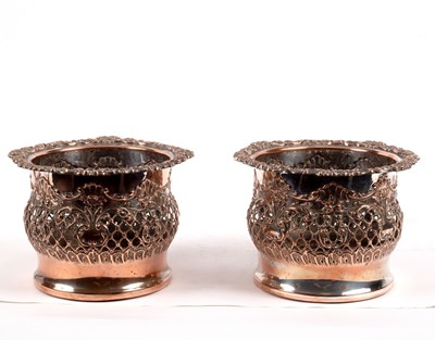 Lot 88 - A pair of silver plate on copper wine coasters,...