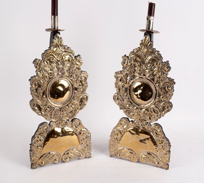 Lot 93 - A pair of plated Carolean style silhouette...