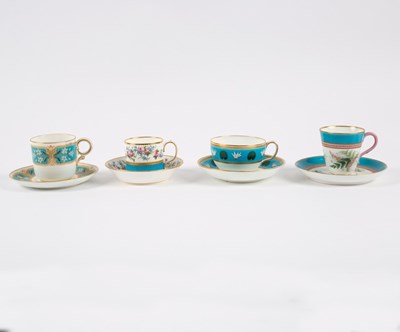 Lot 113 - A group of English porcelain turquoise ground...