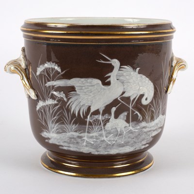 Lot 124 - A Pillivuyt Limoges pâte-sur-pâte pale brown...