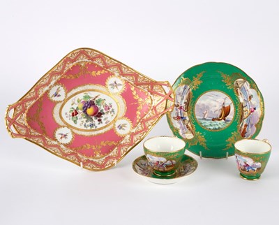 Lot 128 - A Minton lozenge-shaped pink ground Sèvres...