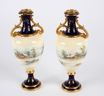 Lot 144 - A pair of Coalport vases with continuous...