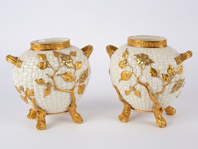 Lot 149 - A pair of Royal Worcester basket weave moulded...