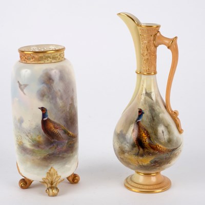 Lot 159 - A Royal Worcester vase of cylindrical form,...