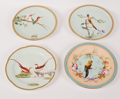 Lot 170 - Two English porcelain ornithological plates,...