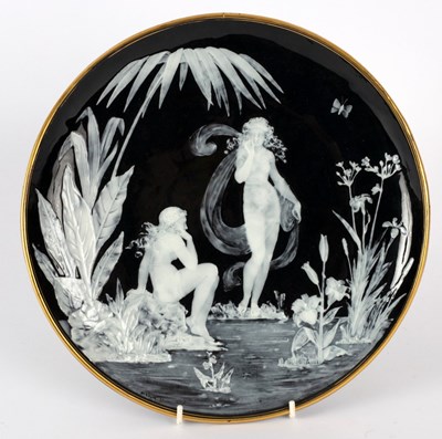 Lot 180 - A George Jones pâte-sur-pâte dish by Frederick...