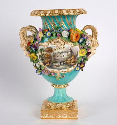 Lot 182 - An English Coalbrookdale turquoise ground...