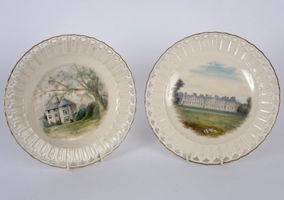 Lot 185 - A pair of Belleek pierced plates painted with...