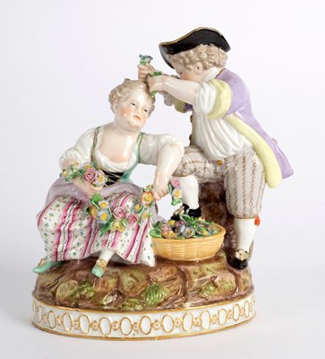 Lot 186 - A Meissen figure group of Spring, modelled as...