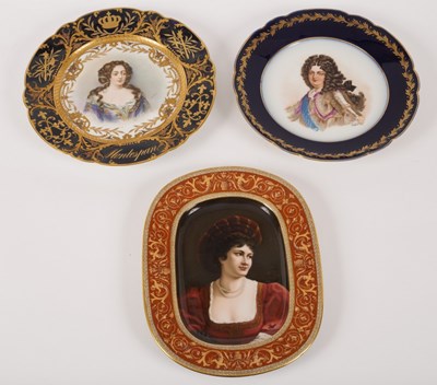 Lot 188 - Two Sèvres style plates, painted portraits of...