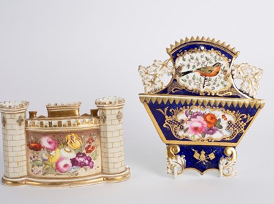 Lot 189 - An English porcelain spill vase/card rack of...