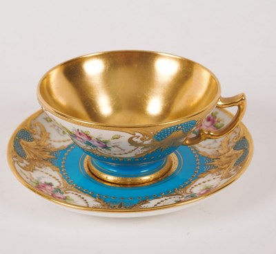 Lot 202 - A Minton turquoise ground cabinet cup and...